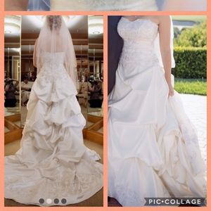 David’s bridal long train formal wedding gown